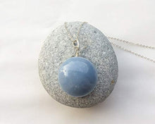 Load image into Gallery viewer, Natural Celestite/Angelite sterling silver handmade pendant
