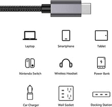 Load image into Gallery viewer, nonda USB C to USB C Cable, [2-Pack, 6.6ft] USB C Charging Cable 60W, Nylon Braided USB C Charger Cord Compatible with MacBook Pro 2020, iPad Pro, Galaxy S20, Switch, Pixel, LG and Other USB C Charger
