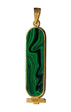 Load image into Gallery viewer, Handmade I LOVE YOU Cartouche Pendant - 18K Gold with Malachite Gemstone Back - Made in Egypt by DEI
