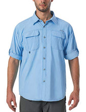 Load image into Gallery viewer, NAVISKIN Men's UPF 50+ Sun Protection Outdoor Long Sleeve Shirt Lightweight Quick-Dry Cooling Fishing Shirts Bluebell Size M
