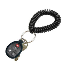 Load image into Gallery viewer, Lucky Line 2” Diameter Spiral Wrist Coil with Steel Key Ring, Multi-Color Flexible Wrist Band Key Chain Bracelet, Stretches to 12”, Black, 10 PK (41020)
