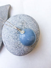 Load image into Gallery viewer, Natural Celestite/ Angelite sterling silver handmade pendant
