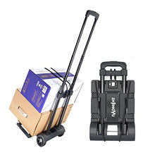 Load image into Gallery viewer, Folding Hand Truck Iron Tube Pull Rod Folding Cart Foldable Trolley with Wheels Utility Portable Lightweight Expandable Large Chassis Foldable into Backpack
