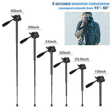Load image into Gallery viewer, 72-inch Camera Tripod, UBeesize Portable Aluminum Alloy Tripod &amp; Monopod with Wireless Remote Shutter, Professional Travel Video Tripods with Carry Bag &amp; Phone Holder for DSLR Cameras, Cell Phones.
