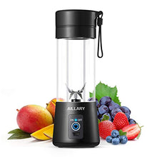 Load image into Gallery viewer, Portable Blender, Aillary Personal Size Blender Shakes and Smoothies,Six Blades Household Fruit Mixer,13oz Mini Battery Cordless Travel Jucier Cup USB Rechargeable (Black)
