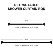Load image into Gallery viewer, Ausemku Shower Curtain Rod Tension - 26-40 Inch Never Rust Non-Slip Spring Tension Curtain Rod No Drilling Stainless Steel Curtain Rod Use Bathroom Kitchen（Black）
