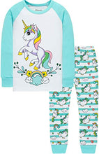 Load image into Gallery viewer, Girls Unicorn Pajamas Spring Children Jammmies Kids Cotton Pants Set Size 8
