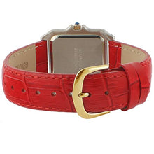 Load image into Gallery viewer, Peugeot Women Two-Tone Tank Shape Dress Watch with Designer Leather Wrist Band, Red
