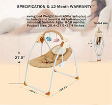 Load image into Gallery viewer, Rocking Cradle Baby Bassinet-Automatic Baby Basket Electric Rocking Multifunction Baby Swing Cradle Bed,Portable Bassinet Cradle Infant-to-Toddler Rocker with Remote , Music, Adjustable Speed(Khaki)
