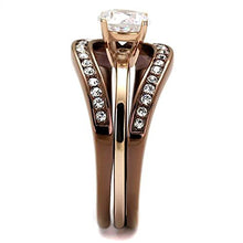 Load image into Gallery viewer, Marimor Jewelry Womens 1Ct Cubic Zirconia Rose &amp; Brown Stainless Steel 2 Piece Wedding Ring Set Size 7
