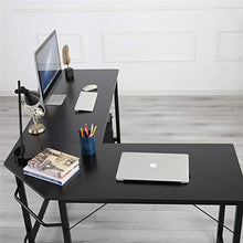 Load image into Gallery viewer, L Shaped Computer Desk with Round Corner,Study Table for Home Office, with Removable Large Shelf, Sturdy Steel Frame for Game Corner Work Station, Black
