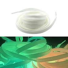 Load image into Gallery viewer, Museya Sports Shoelace Luminous Fluorescent Flat Shoelaces White Tennis Shoe Laces Elastic Shoe Laces 1Pairs
