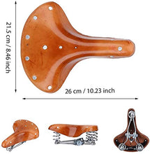Load image into Gallery viewer, FUFEN Vintage Bicycle Seat, Classic Brown Bicycle Seat, Thick Cowhide Material, Electroplated Spring Design, Strong Rivets, Suitable for Outdoor Riding and Long-Distance Riding on Retro Bicycles.

