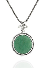 Load image into Gallery viewer, Stera Jewelry Women’s 925 Sterling Silver Retro Style Round Green Aventurine Pendant Necklace, 20"
