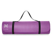 Load image into Gallery viewer, Node Fitness 72" x 24" Yoga Mat - 1/2" Extra Thick with Carrying Strap - Purple
