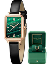 Load image into Gallery viewer, Lola Rose Women's Malachite Textured Watch with Black Leather Strap
