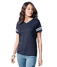 Load image into Gallery viewer, LAT Ladies' Fine Jersey Short Sleeve Football Tee (Vintage Purple/Blended White, XX-Large)
