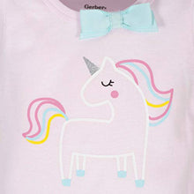 Load image into Gallery viewer, GERBER Baby Girls 4-Pack Short Sleeve Onesies Bodysuits, Pink Unicorns, 0-3 Months
