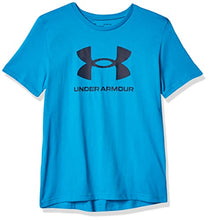 Load image into Gallery viewer, Under Armour Boys' Sportstyle Logo Short-Sleeve T-Shirt , Radar Blue (422)/Academy Blue , Youth Medium
