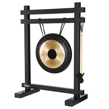 Load image into Gallery viewer, Eastar Gong Desk Gong Instrument Large Gong Desk Chime Meditation Gong Percussion Instruments with Mallet Desktop Gong Table Chime Black/Bronze
