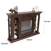 Load image into Gallery viewer, GOOD &amp; GRACIOUS Electric Fireplace TV Stand for Up to 65" Flat Screen TV, Retro Entertainment Center with Tempered Glass Storage Shelves, for Living Room or Bedroom
