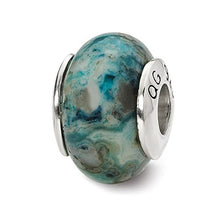 Load image into Gallery viewer, Solid 925 Sterling Silver Reflections Blue Crazy Lace Simulated Agate Stone Bead (10.9mm x 12.7mm)
