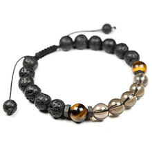 Load image into Gallery viewer, Natural Smoky quartz bracelet with Tiger eye and Lava, Essential Oil diffuser Bracelet, for Men &amp; Women, stress and negative emotions relief, Natural Quartz Crystal, Protection Bracelet
