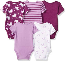 Load image into Gallery viewer, Hanes unisex baby Ultimate Flexy 5 Pack Short Sleeve Bodysuits Bodystocking, Purple Fun, 6-12 Months US
