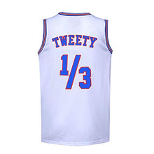 Load image into Gallery viewer, Youth Basketball Jersey 1/3 Tweety Space Jam Jerseys 90S Shirts (White, Youth Large)
