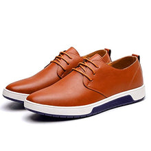 Load image into Gallery viewer, konhill Men's Casual Oxford Shoes Breathable Flat Fashion Lace-up Dress Shoes,Brown,39
