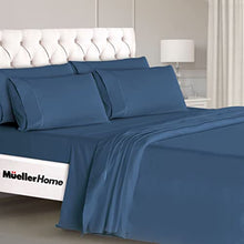 Load image into Gallery viewer, Mueller Ultratemp Bed Sheets Set, Super Soft 1800 Thread Count Egyptian 18-24 Inch Deep Pocket Sheets, Transfers Heat, Breathes Better, Hypoallergenic, Wrinkle, 6Pc, Navy Queen
