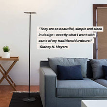 Load image into Gallery viewer, Brightech Sky LED Torchiere Super Bright Floor Lamp - Contemporary, High Lumen Light for Living Rooms &amp; Offices - Dimmable, Indoor Pole Uplight for Bedroom Reading - Black
