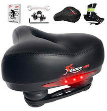 Load image into Gallery viewer, Giddy Up! Bike Seat - Most Comfortable Memory Foam Waterproof Bike Saddle, Universal Fit, Shock Absorbing Including Mounting Wrench - Allen Key - Reflective Band and Waterproof Protection Cover
