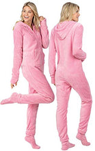 Load image into Gallery viewer, PajamaGram Womens Onesie with Hood - Adult Footie Pajamas, Pink, 2X / 20-22
