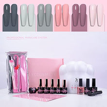 Load image into Gallery viewer, SXC Cosmetics G-44 Gel Nail Polish kit - 6 Grey Nude Pink collection with 48W Nail Lamp Glossy Matte Top Coat Base Coat for DIY Professional Starter kit
