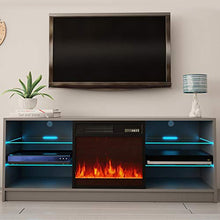 Load image into Gallery viewer, Meble Furniture Manhattan Electric Fireplace Modern 58" TV Stand
