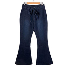 Load image into Gallery viewer, Fashion Women Ladys High Waisted Lacing Stretch Wide Leg Jeans Bell Denim Pants Blue
