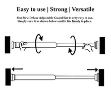 Load image into Gallery viewer, Deluxe Stainless Steel Sliding Door Guard Adjustable 23–40 inches w/White Caps - Feel Safe at Home with This Adjustable Home Security Bar 1" Dia. (1)
