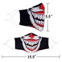 Load image into Gallery viewer, Fashion Cotton Face Mask Reusable for Women Men, Washable Breathable Designer Cloth Fabric Madks,Cubre Bocas Tapa para mascarillas de,Adult Mouth Nose Cover Clown Skeleton Joker Halloween Skull
