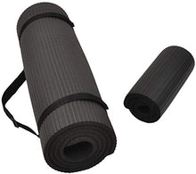 Load image into Gallery viewer, BalanceFrom GoYoga+ All-Purpose 1/2-Inch Extra Thick High Density Anti-Tear Exercise Yoga Mat and Knee Pad with Carrying Strap (Black)
