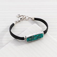 Load image into Gallery viewer, Silpada 'True Colors' Compressed Turquoise Link Bracelet in Genuine Leather and Sterling Silver, 7" + 1" Extender
