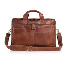 Load image into Gallery viewer, KomalC 16 Inch Leather briefcases Laptop Messenger Bags for Men and Women Best Office School College Satchel Bag (TAN)
