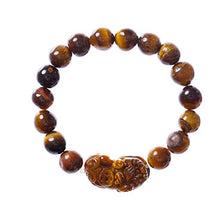 Load image into Gallery viewer, Prime Fengshui Prosperity Feng Shui 10mm Tiger Eye Stone Beads Elastic Bracelet with Pi Xiu/Pi Yao Attract Wealth and Good Luck
