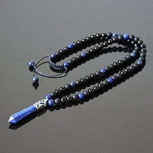 Load image into Gallery viewer, Blue Lapis Lazuli Black Onyx Healing Crystal Long Mens Necklace September December Birthstone Gift for Men
