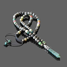 Load image into Gallery viewer, Beaded Necklace for Men Natural Stone Handmade Jewelry for Man Indian Agate Labradorite Hematite 26 inches long
