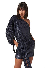 Load image into Gallery viewer, PETER DUNDAS ONE Shoulder Navy Sequin Jersey Dress
