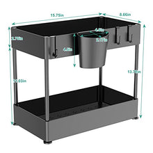 Load image into Gallery viewer, Giergt Under Sink Organizers and Storage, Bathroom Organizer Under Sink, 2-Tier Organizer with 6 Hooks, Multi-purpose Under Bathroom Sink Storage, Black Under Sink Shelf Organizer Rack
