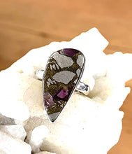 Load image into Gallery viewer, A Matrix of Natural AMETHYST in PYRITE (2.4 x 1.2 cm) Gemstone, 925 Sterling Silver, Ring Sz 8 Jewelry
