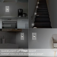 Load image into Gallery viewer, SOZULAMP Tamper Resistant(TR) Receptacle Outlet with Night Light-Easy to Install, Combination Nightlights and Decora Wall Outlets-15A 125V, 3 Wire, Self Grounding, 2 Pole-with Wall Plate(4Pack, White)

