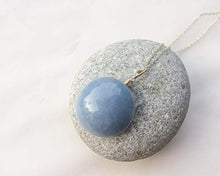 Load image into Gallery viewer, Natural Celestite/Angelite sterling silver handmade pendant
